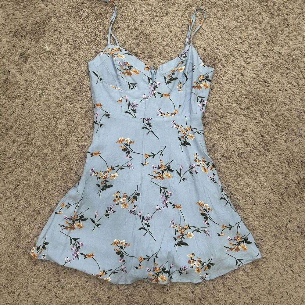 Spaghetti Strap Fairy Dress Womens Small Blue Floral‎ Melloday * See Description